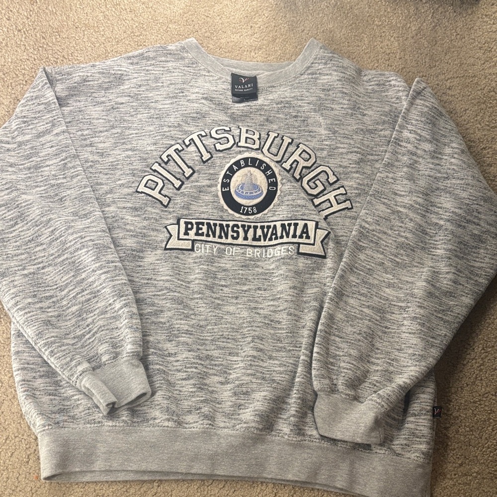 Valia Gray Pittsburgh Crewneck Sweater